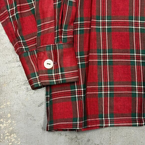 Tootal Flannel by Lipson Red Plaid Button Up Shirt Long Sleeve Medium - Picture 3 of 7